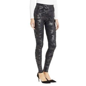 SPANX Black Camo Faux Leather Tummy Control Shapewear Leggings